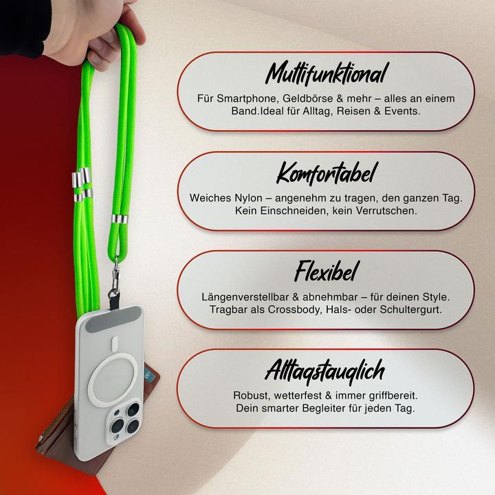 Productafbeelding Nalia HoldMe Lanyard Handykette – Universal Trageband für Smartphones - Verstellbar, Soft & Elastisch