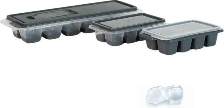 Produktbild B-Home 3er-Set Eiswürfelbehälter mit Deckel Eiswürfelformen Eiswürfelschalen