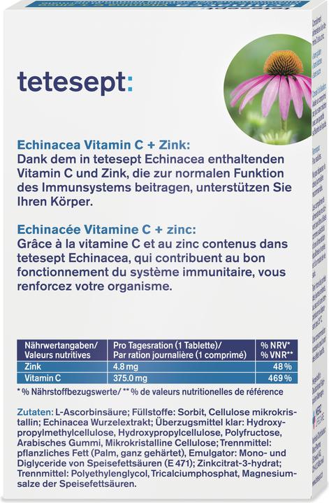 Nutritional values and ingredients Tetesept Echinacea (32 Piece, Pills, 53 g)