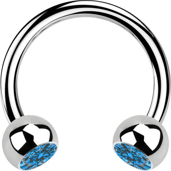 Immagine prodotto Star Piercing Micro Circular Barbell in argento con due sfere di cristallo azzurro (senza ottone, Acciaio chirurgico 316L)