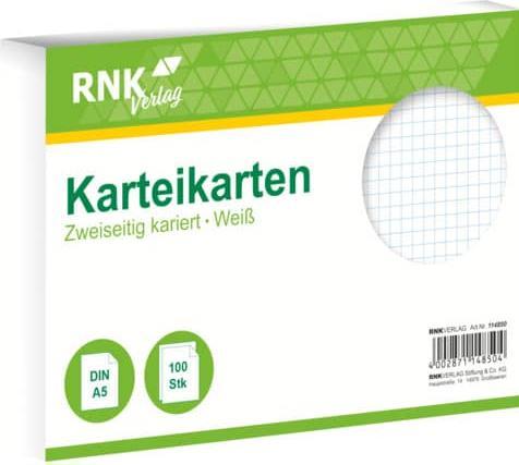 Actual product image Rnk Index cards squared A5 (A5, 205 g/m², 100 x)