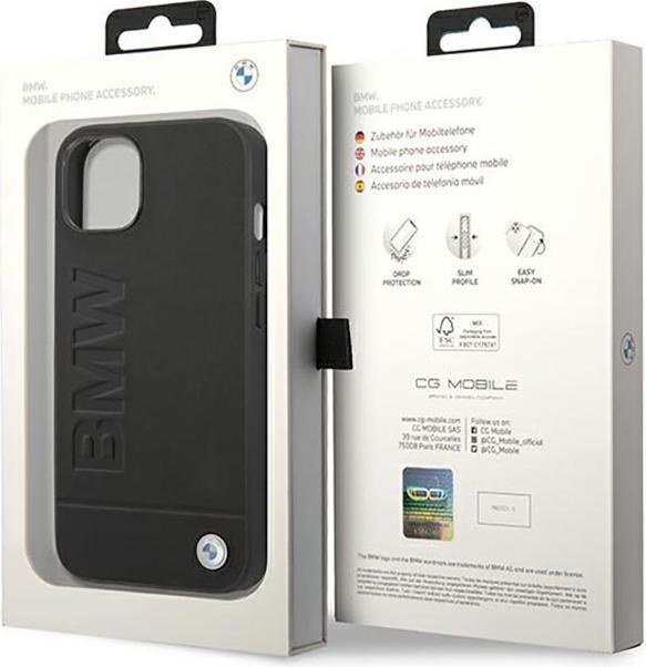 Image du produit BMW Étui BMHCP14MSLLBK iPhone 14 Plus 6,7" czarny/black Leather Stamp (Apple iPhone 14 Plus)