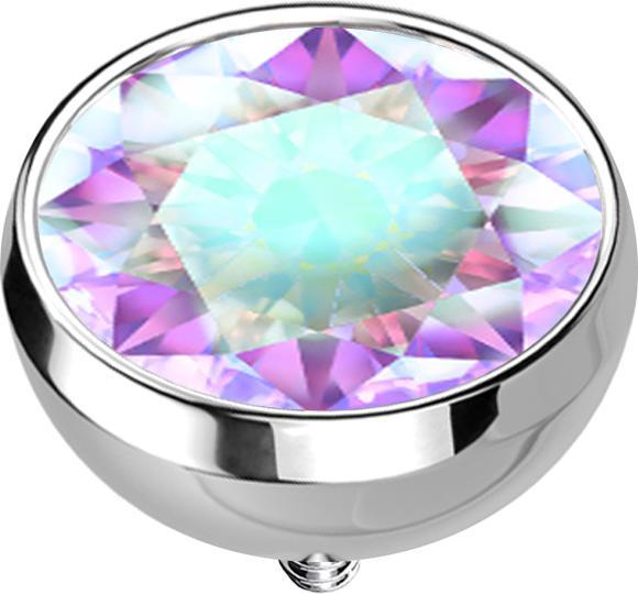 Produktbild Star Piercing Dermal Anchor Halbkugel silber mit Kristall multicolor (ohne Messing, Titan G23)