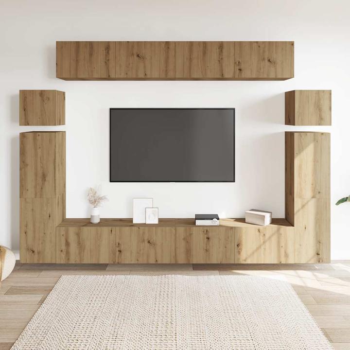 Produktbild VidaXL 8-tlg. TV-Schrank-Set Wandmontage Artisan-Eiche Holzwerkstoff (30.5 x 30 x 110 cm)