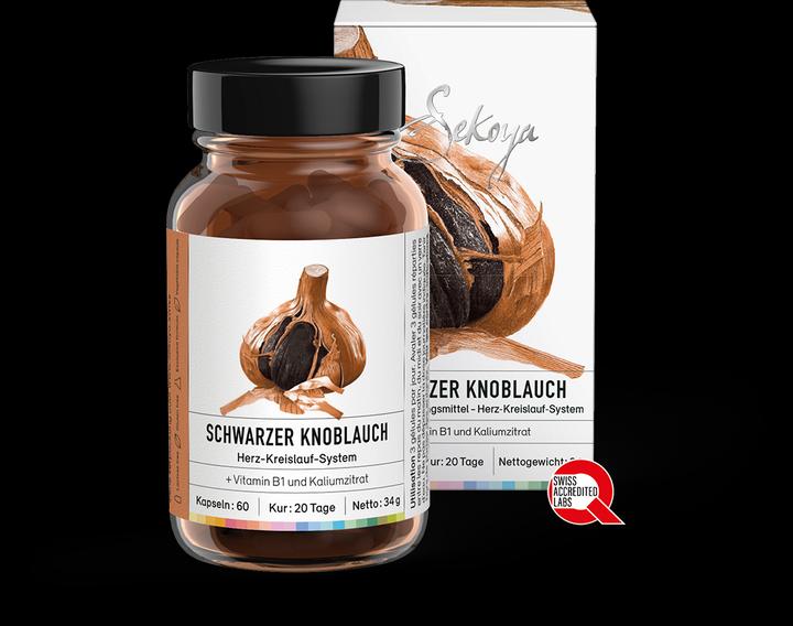 Sekoya Schwarzer Knoblauch | Unterstützung bei Bluthochdruck (60 Stück, Kapseln)