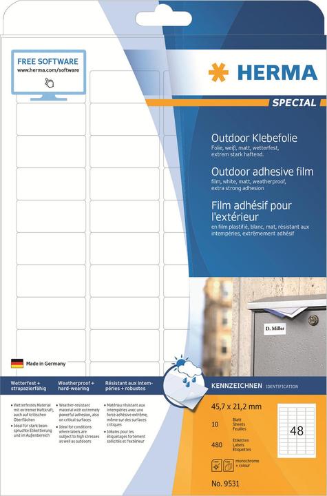 Actual product image HERMA Weatherproof labels A4