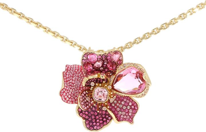 Produktbild Swarovski Florere Halskette Anhänger und Brosche Pavé Blume Rosa Gold (Metall)