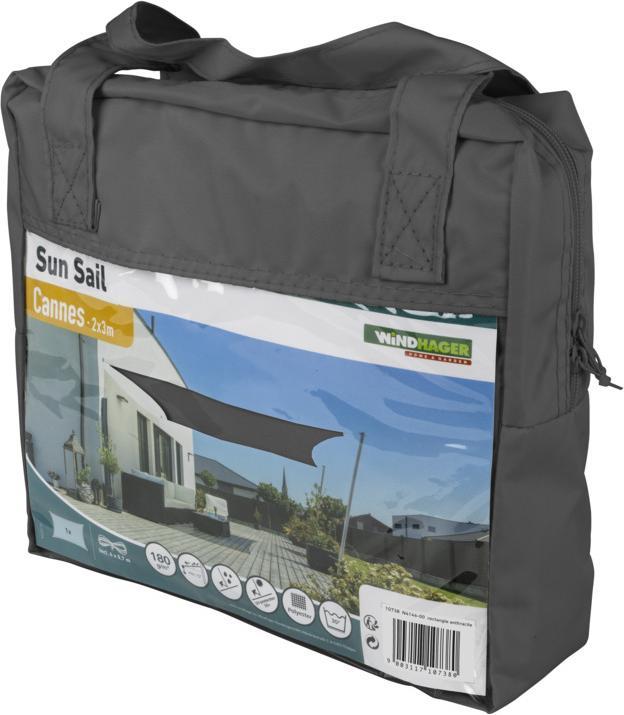 Produktbild Windhager Sonnensegel Cannes, 200 x 300 cm, Rechteck, Anthrazit (200 x 300 cm)