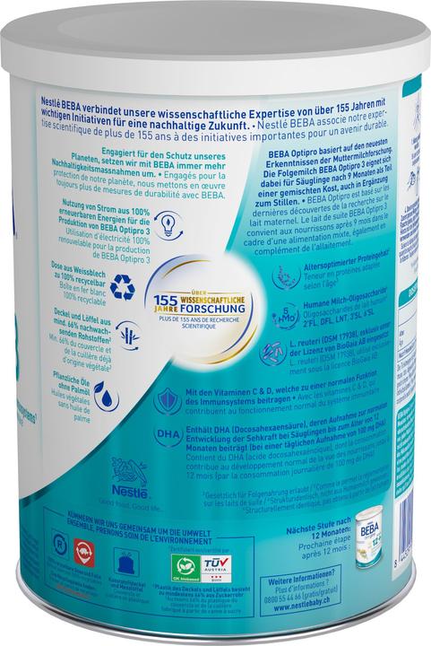 Nutritional values and ingredients Beba Optipro 3 (800 g, from 8 M.)