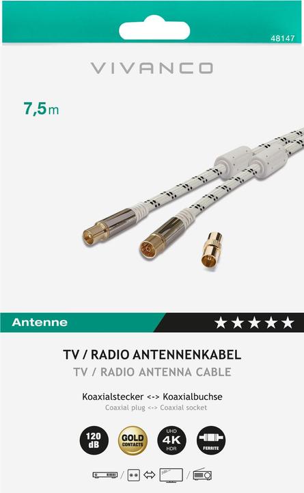 Produktbild Vivanco Koaxstecker Koaxkupplung (120 dB, Antennenkabel)
