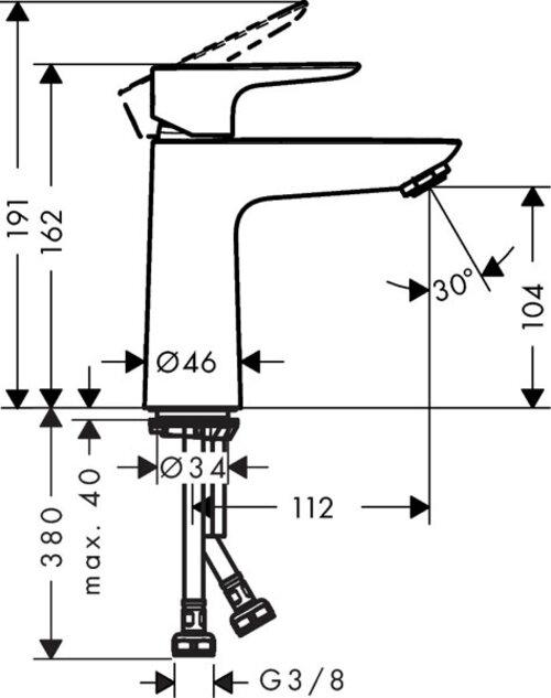 Produktbild hansgrohe Talis E Einhebel-Waschtischmischer 110 CoolStart ohne Ablaufgarnitur (mattschwarz)