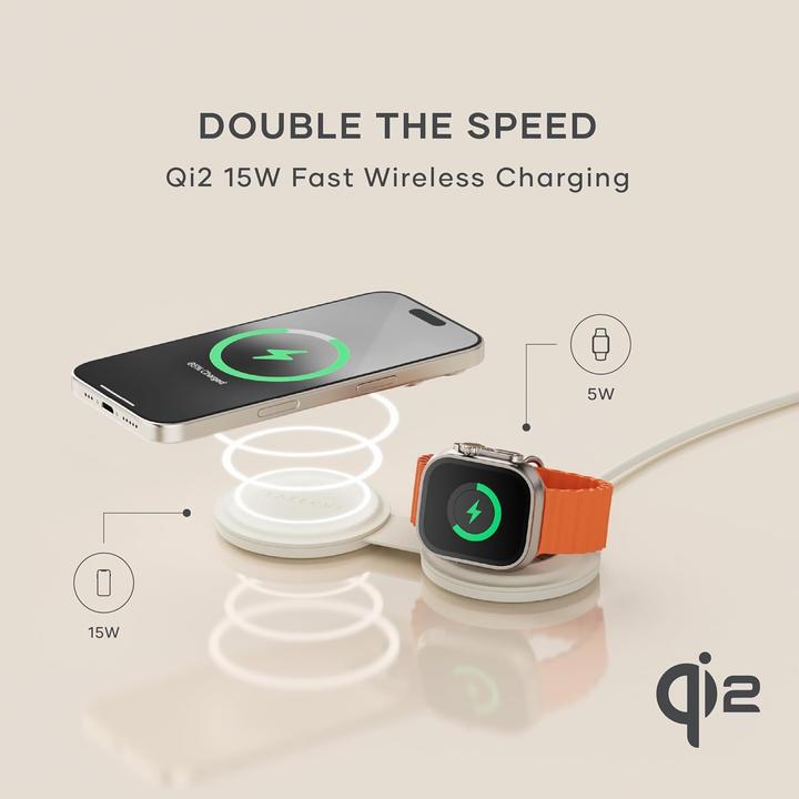 Actual product image Satechi OntheGo 2-in-1 Wireless Charger mit Qi2 (15 W)