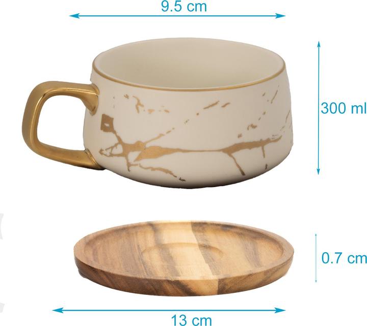 Produktbild Intirilife Kaffee Tee Tasse im Marmor Design 200 ml (200 ml, 1 x)