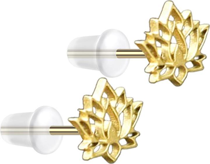 Star Piercing Ohrstecker vergoldet Lotusblume (ohne Messing, Chirurgenstahl 316L)