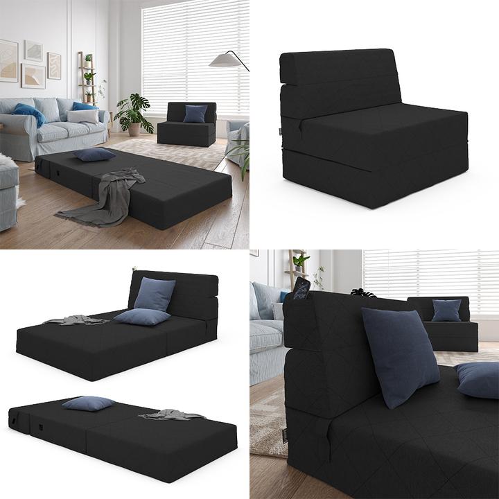 Produktbild VitaliSpa Sofa Lima, Schwarz, 100 cm mit Schlaffunktion