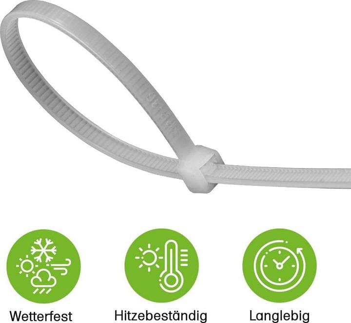 Immagine prodotto Offgridtec Kabelbinder 200 Stk. weiss Nylon UV-Beständig Verschiedene Längen 100mm 150mm 200mm 300mm (300 mm)