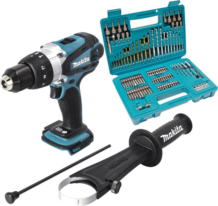 Productafbeelding Makita DHP 458 Z Akku Schlagbohrschrauber 18 V 91 Nm + 102 tlg. Bit Bohrer Set - ohne Akku, ohne (Oplaadbare batterij)