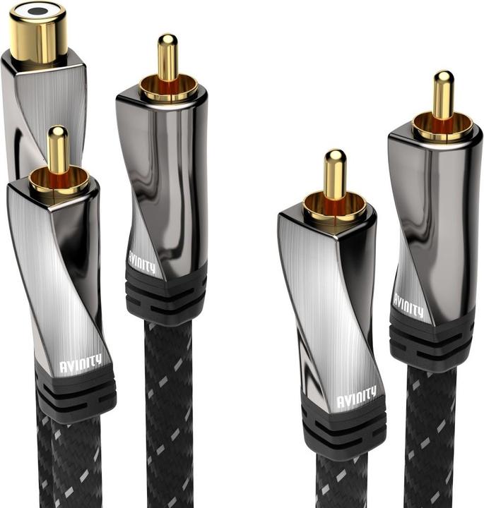 Produktbild Avinity Subwoofer-Kabel + Adapter Cinch-Kup. - 2 Cinch-St., Gewebe, vergoldet, 6 m (6 m, Cinch)