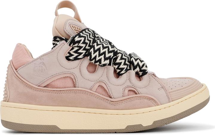 Lanvin curb sneakers in white and pink leather (45)