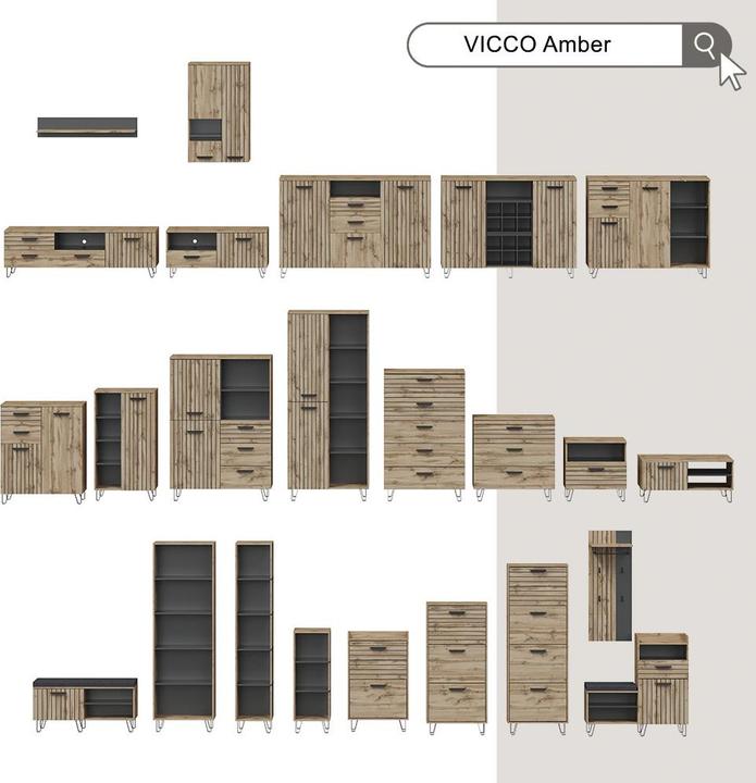 Vichy Wardrobe Amber, Oak Wotan, 43 x 110 cm 3 parts
