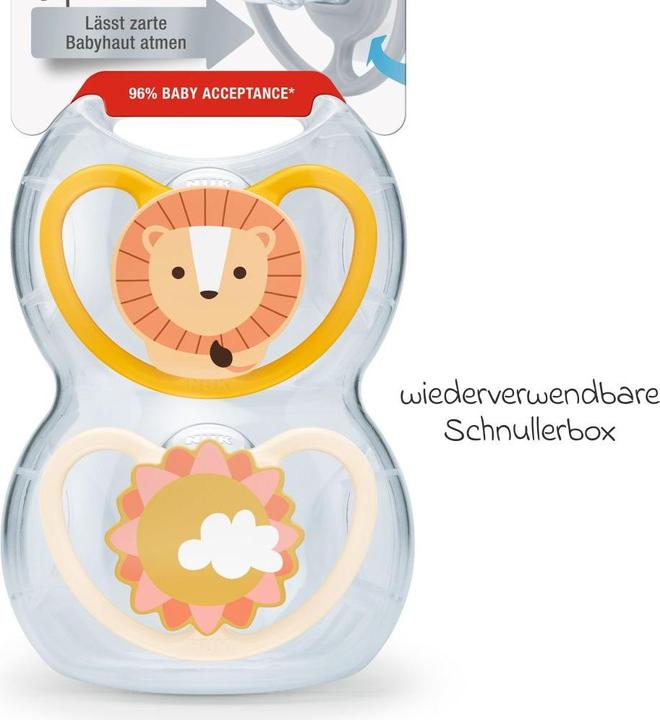 Produktbild NUK Schnuller Schnuller 2er Pack Space - Silikon 6-18 M - Löwe / (2 x, 6 - 18 Monate)