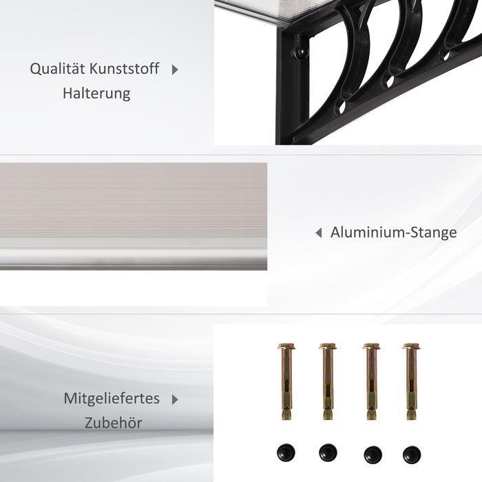 Produktbild Swisshandel24 Vordach für Haustür Überdachung 89 x 122 cm Haustürdach aus Polycarbonat, Weiss