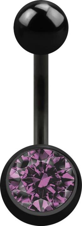 Star Piercing Banane schwarz mit Kugel und Kugel Kristall hellviolett (Chirurgenstahl 316L, ohne Messing)