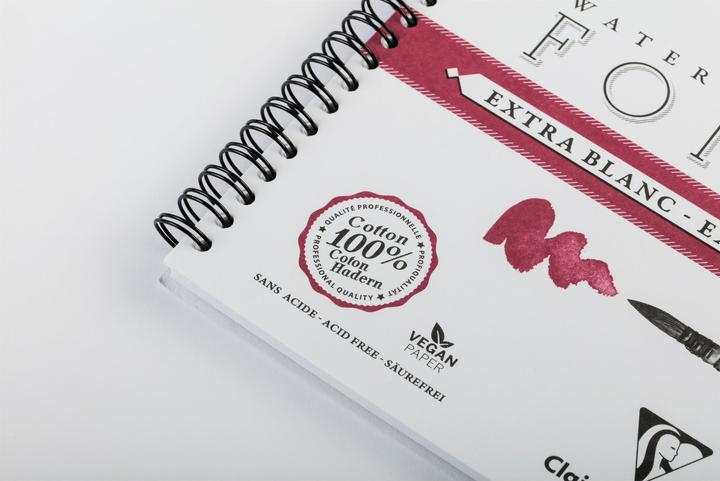 Produktbild Clairefontaine Fontaine, Aquarellpapier extraweiss feinkörnig, Spiralblock 12 Bogen 300g 24x30 cm - (12 x)