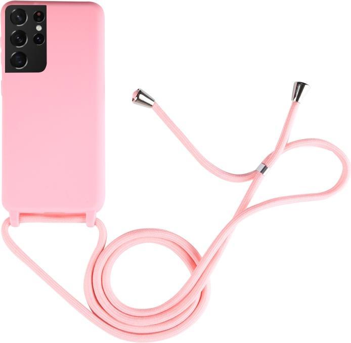 Produktbild AM-Handyzubehör Schutzhülle TPU mit Band Samsung Galaxy S21 Ultra 5G - Pink