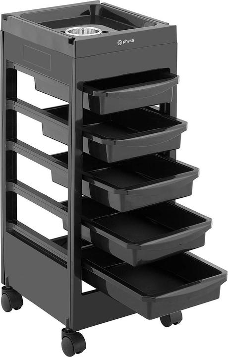 Produktbild Physa Rollbarer Friseurtrolley Friseurwagen Kosmetikwagen 5 Schubladen 10 kg schwarz