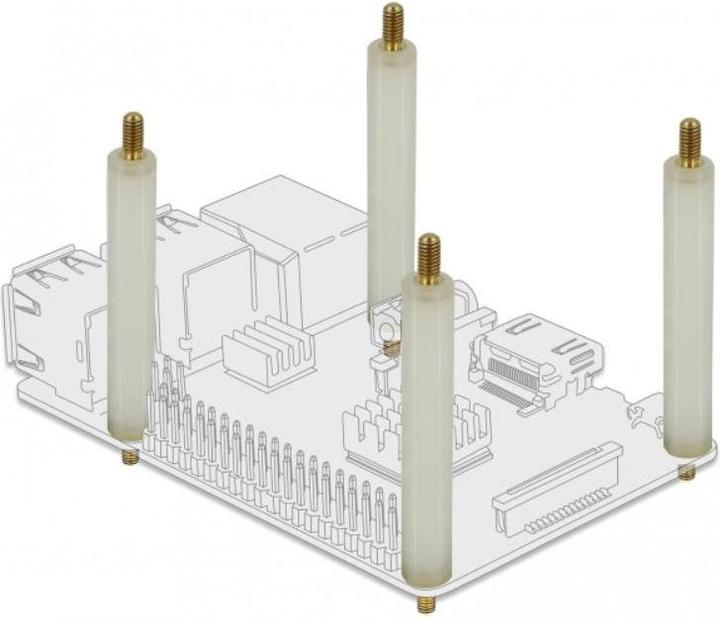 Actual product image Delock Spacer M2.5 x M3, hexagonal, external / external, 42 mm natural 4 pieces