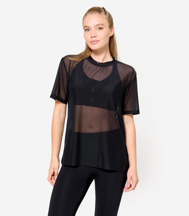 Domyos T-Shirt Damen Netz locker - schwarz