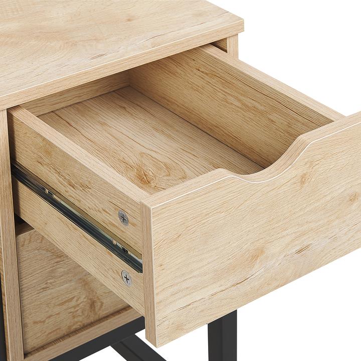 Image du produit Beliani Bureau noir / bois clair 100 x 48 cm 2 tiroirs HARPER (100 x 48 cm)