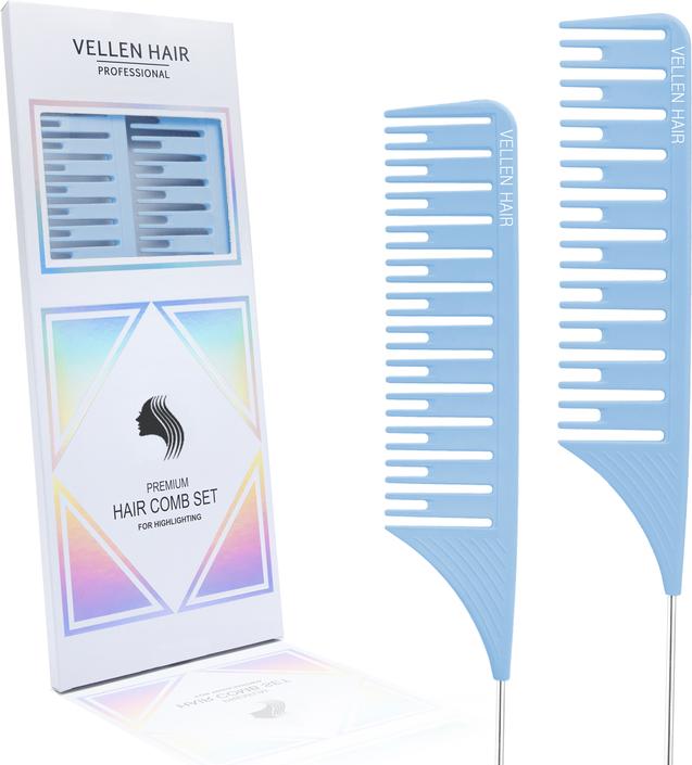 Vellen Hair Highlighting comb set 2 pack light blue