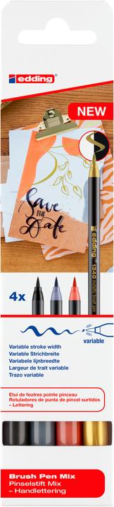 Edding Crayon Box Brushpen 1340 metallic Mix 4 pieces, Assorted (Multinational, 4 x)