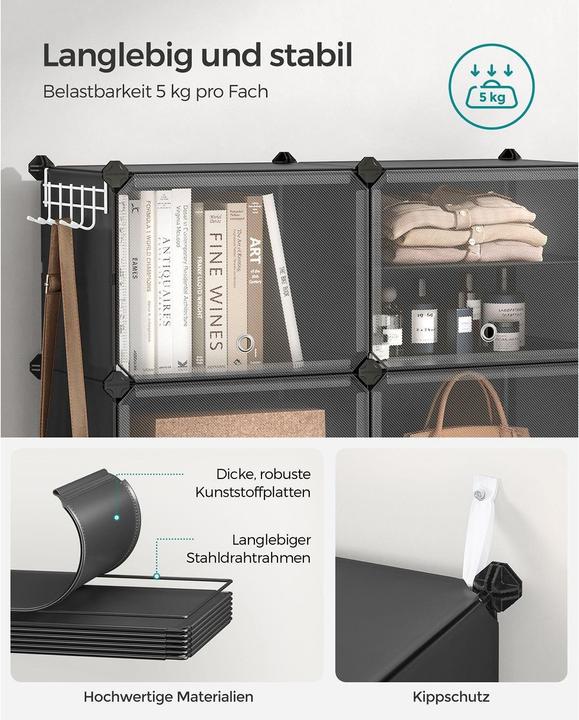 Image du produit Songmics Schuhregal 82 x 152 cm, Schwarz, Tiefe: 32