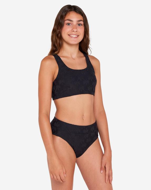 Actual product image Olaian Bikini Surfen Mädchen Bustier hoher Taillenbund 500 Lao Miami schwarz (14, 15, 16)