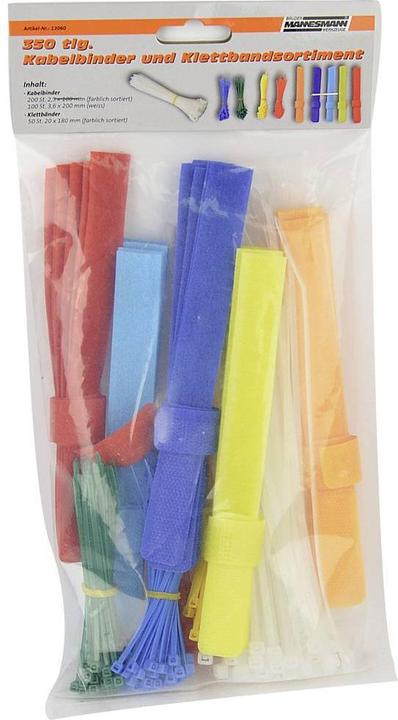 Immagine prodotto Mannesmann Assortimento di fascette e velcro 350 pezzi. (Fascette in plastica, 200 mm, 350 pz.)