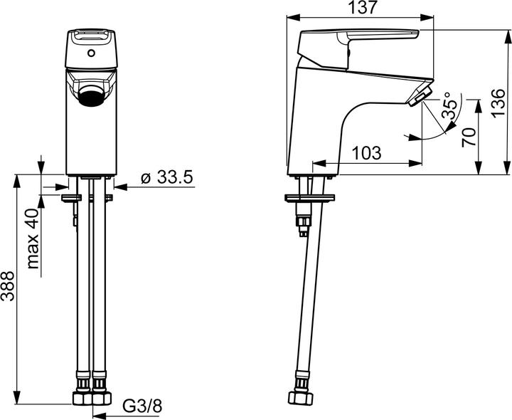 Produktbild Hansa HANSAPOLO Waschtisch-Einhebelmischer, Ohne Ablaufgarnitur, Ausladung 103mm, 51422293