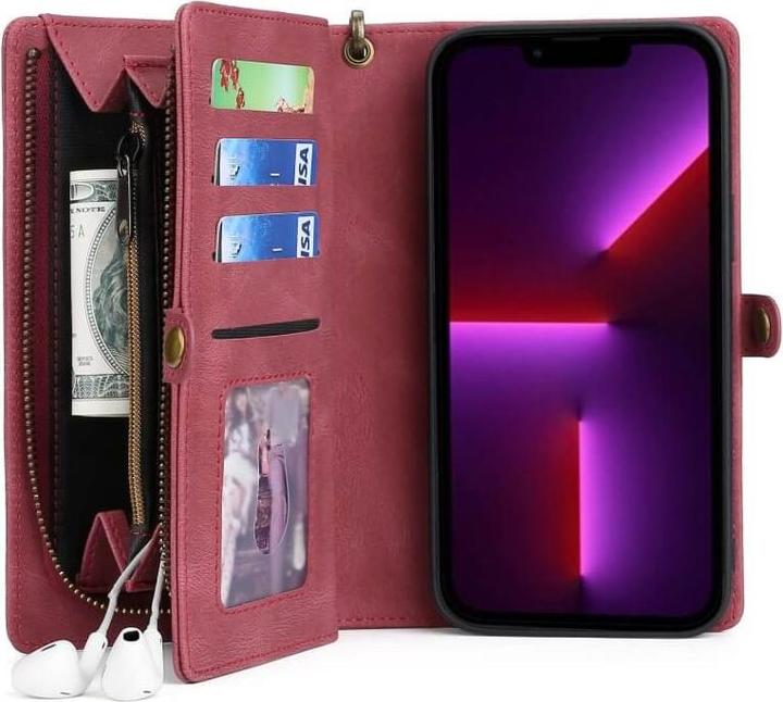 Actual product image Megshi iPhone 15 Pro Max - 2-1 Wallet Case red (Apple iPhone 15 Pro Max)