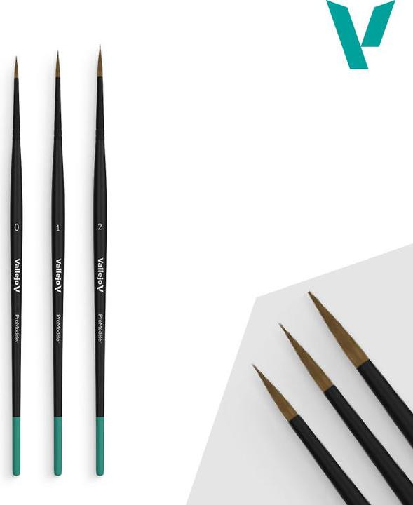 Actual product image Vallejo BRUSH SET / PRO MODELER - DESIGN SET - NATURAL HAIR (SIZES 0, 1 & 2)