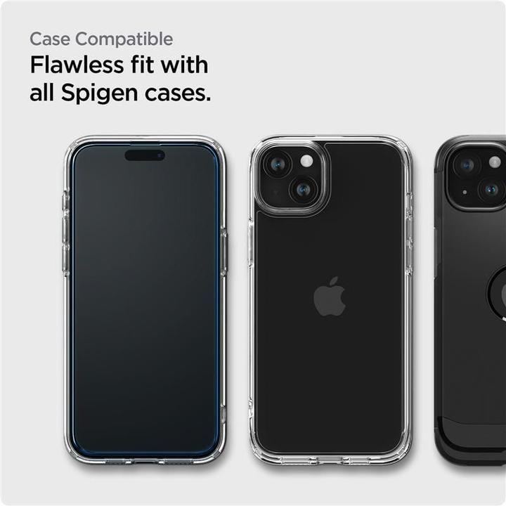 Immagine prodotto Spigen Confezione Da 2 Vetro Temperato Alm Glass Fc Iphone 15 Plus Nero (2 Pezzo/i, Apple iPhone 15 Plus)
