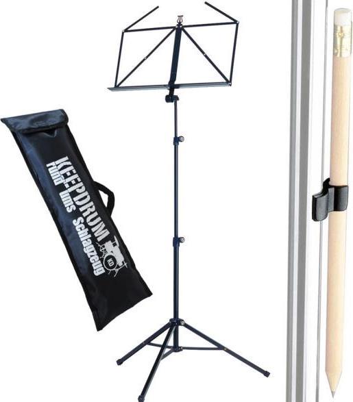 K&M 10065 Notenständer schwarz mit Bleistifthalter und Tasche