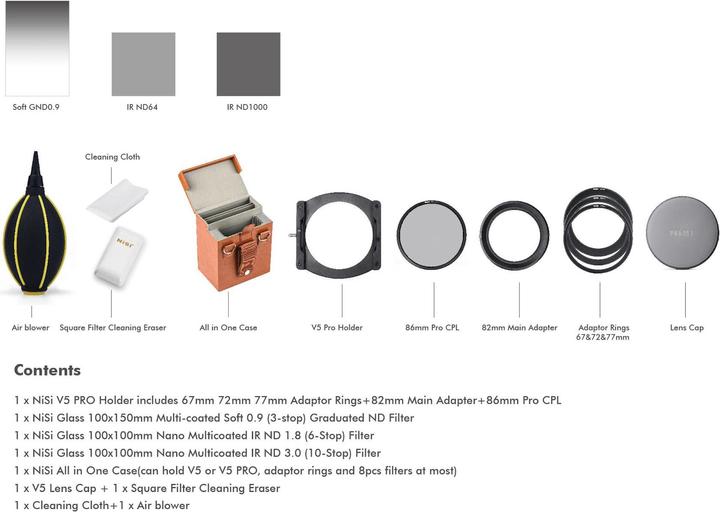 Image du produit Nisi kit de démarrage (Filtre gris neutre, Filtre dégradé gris, 100 mm)