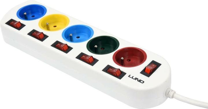 Actual product image Lund London Power supply line Lund 5G 5 sockets 2 m white (72460) (5 x, CEE 7/5, 2 m)