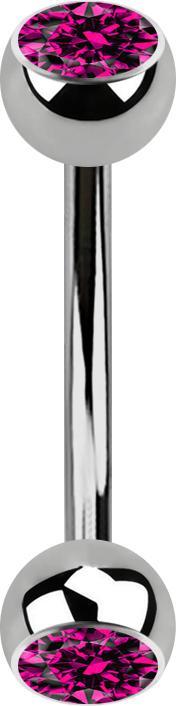 Actual product image Star Piercing Banane silber mit zwei Kugeln Kristall fuchsia (without brass, Titanium G23)