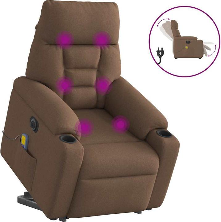 Immagine prodotto VidaXL Poltrona massaggiante elettrica con ausilio per l'assistenza in piedi in tessuto marrone