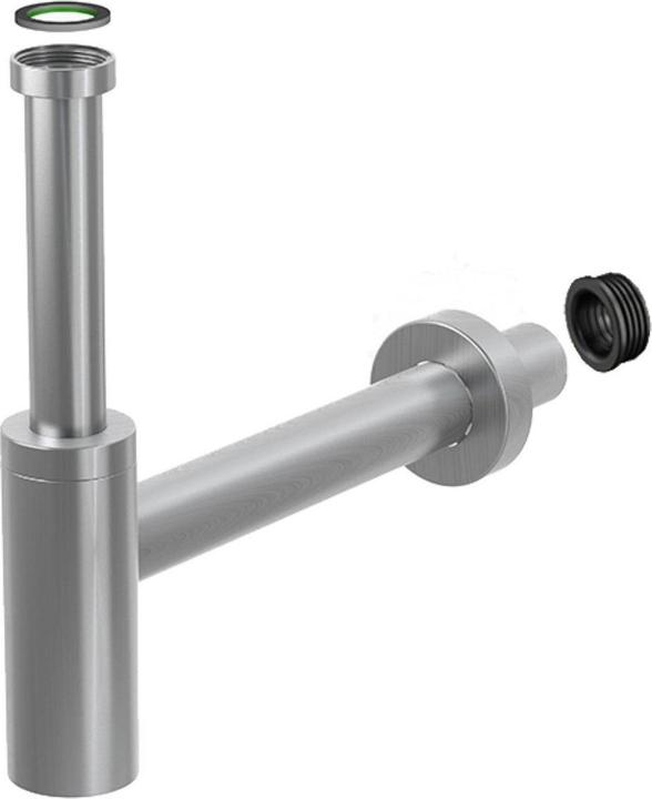 Diaqua Lavabosiphon Profi-Line 1 1/4 x Ø 40 mm, Gebürstet (Flaschensiphon, 1 1/4")