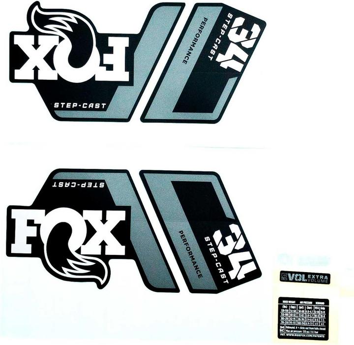 Fox Decal Kit: 2022, 34 SC, P-S, Gray Logo, Matte Black Fork FK
