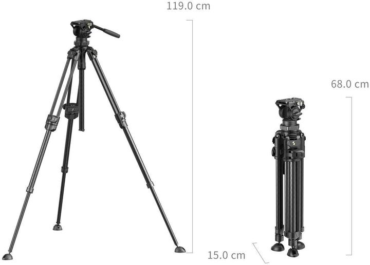 Actual product image SmallRig Lightweight Video Carbon Fibre Tripod Kit AD 50 Pro 4420 (Plastic)